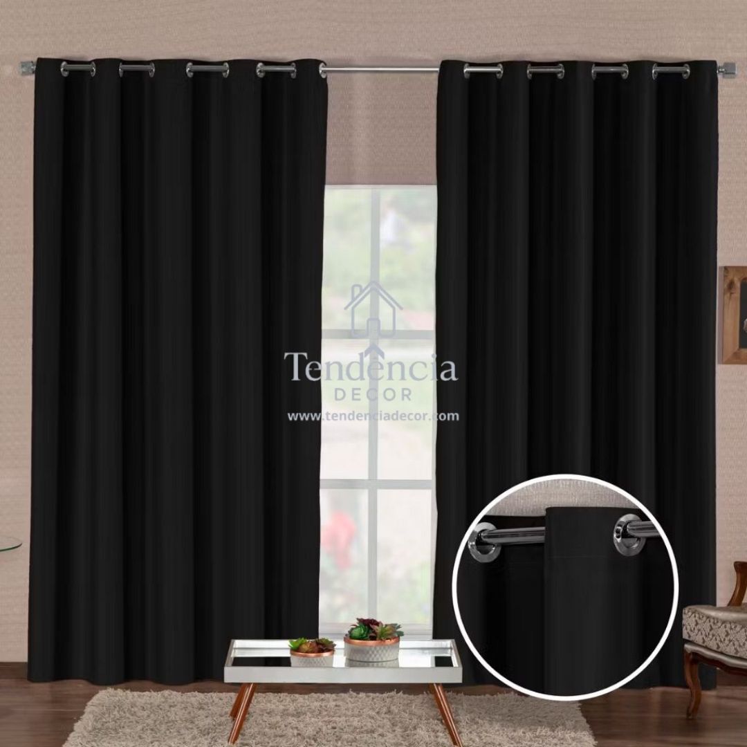 Cortina Blackout Tecido Grosso com Ilhós – 100% Bloqueio de Luz, Isolamento Térmico e Elegância