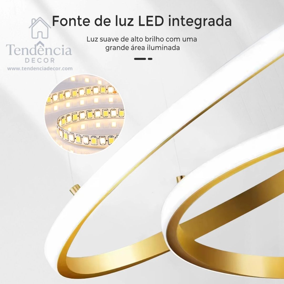 Lustre LED Nórdico Moderno – 3 Cores em 1 para Sala e Cozinha