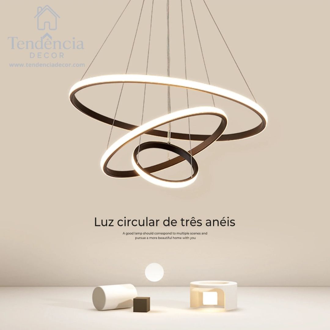 Lustre LED Nórdico Moderno – 3 Cores em 1 para Sala e Cozinha