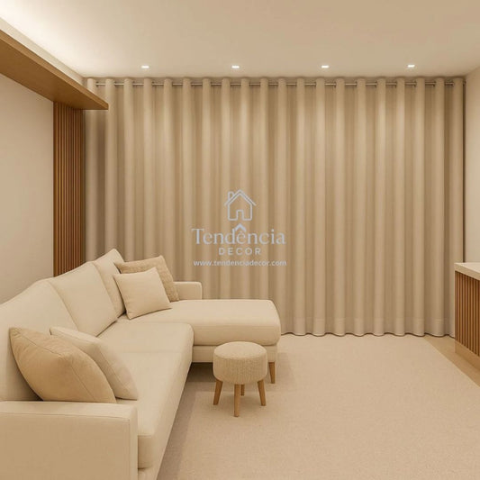 Cortina Blackout Tecido Grosso com Ilhós – 100% Bloqueio de Luz, Isolamento Térmico e Elegância