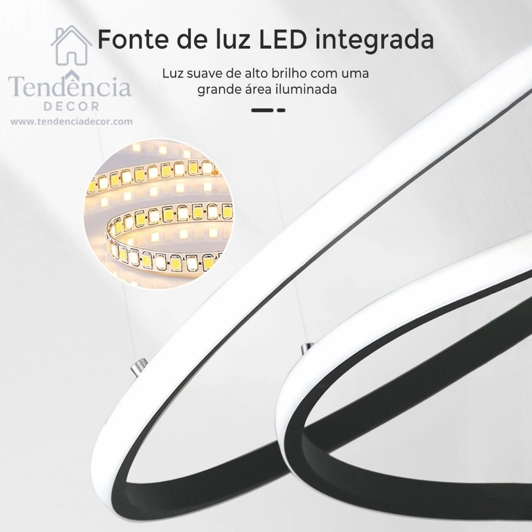 Lustre LED Nórdico Moderno – 3 Cores em 1 para Sala e Cozinha