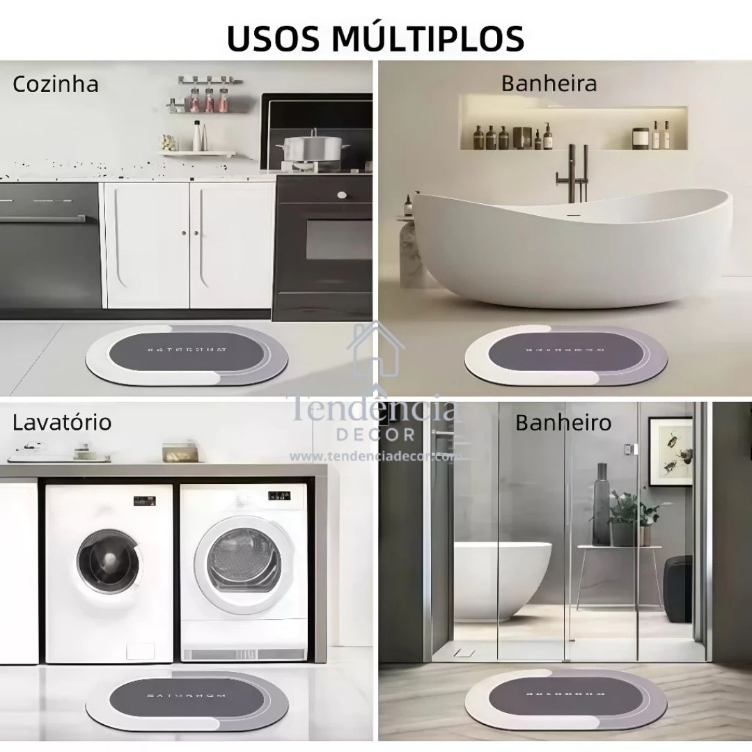 Tapete Retangular Multifuncional Para Banheiro