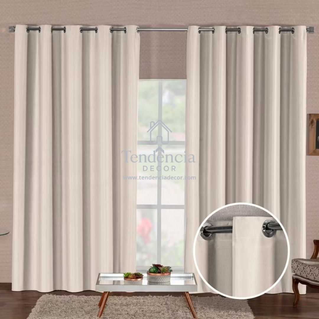 Cortina Blackout Tecido Grosso com Ilhós – 100% Bloqueio de Luz, Isolamento Térmico e Elegância