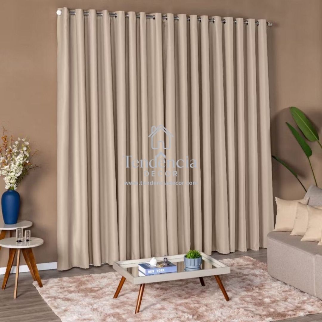 Cortina Blackout Tecido Grosso com Ilhós – 100% Bloqueio de Luz, Isolamento Térmico e Elegância